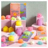 JOYIN 28 Pack Valentines Day Gift Cards with Cute Kawaii Mochi Squishy Toy to Squeeze, Glow in The Dark Stress Relief Fidget Toy for Kids, Classroom Exchange Prizes Valentine Party Favor Toys - Retail