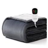 Homemate Heated Blanket Electric Throw - 50"x60" Heating Blanket Throw 1/2/4/6/8 Hours Auto-Off 10 Heat Level Over-Heat Protection Flannel Sherpa ETL Certification Missing Controller - Retail: $40
