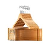 High-Grade Wooden Suit Hangers (20 Pack) - Smooth Finish Solid Wood Coat Hanger with Non Slip Pants Bar  360° Swivel Hook and Precisely Cut Notches for Camisole  Jacket  Pant  Dress Clothes Hangers -