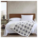 Eddie Bauer - Throw Blanket, Brushed Fleece & Plush Sherpa Bedding, Throw Blanket for Couch & Bed (Mountain Plaid Chrome Grey, 50" x 60") - Retail: $15