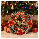Christmas Wreath Home Decorative 15 inch Wreaths for Front Door Xmas Decorations Thanksgiving Day Indoor Wall, Door and Window Decoration