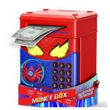 Wrystte Spider Piggy Bank for Kids,Electronic Money Box with Fingerprint,ATM Safe Coin&Cash Saving Box,Kids Toys for Age 4 5 6 7 8,Christmas Birthday Gifts for 9 10 11 12 Year Old Boys Girls(Blue) - R