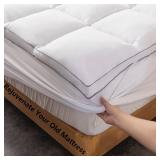 DROVAN Mattress Topper Queen Size - Extra Thick Mattress Pad Cover - Pillow Top Deep Pocket with Breathable 7D Spiral Fiber Filling Cooling Mattress Cover - Retail: $42