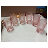 Ninehaoou 6 Pcs (H:7" W:4") Embossed Flower Vase Pedestal Glass Vase Big Base Thickened Crystal Vintage Vases for Valentines Day Wedding Home Decor Table Centerpiece House Warming Gifts(Pink)