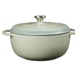 Lodge Essential Enamel Cast Iron Dutch Oven - Perfect for Bread Baking, Braising, Marinating & Slow Cooking - Features Moisture-Sealing Lid & Dual Handles - Kitchen Essentials - 6 Quarts - Desert Sage