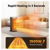 Space Heaters for Indoor Use, 1500W Electric Heater with Thermostat, 70° Oscillation, Remote Control, 3 Modes, 12H Timer, Portable Heater for Bedroom, Office, Home - Retail: $60