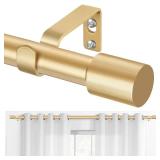 TONIAL Curtain Rods for Windows 66 to 120 Inches(5.5 to 10 ft), Gold Adjustable Splicing 3/4 Curtain Rod 32 to 115 Inches, Decorative Single Drapery Rod with Modern Finial - Retail: $22