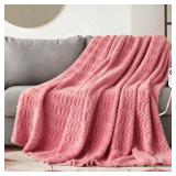 Eastsora Heated Blanket Flannel Throw Blanket, 50"*60" Electric Heating Blanket with ETL & FCC & 12 Heating Levels & Auto Shut Off Machine Washable Pink - Retail: $24