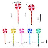 BRIGHTDECK Lollipop Solar Christmas Pathway Lights Outdoor, 10 Pack LED Christmas Decor with 8 Lighting Modes, Light Up Solar Stake Lights for Holiday, Xmas, Walkway, Sidewalk (Multicolour, 10 PCS) - 
