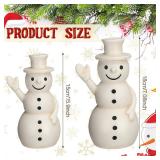 FoldTier 2 Pcs Winter Snowman Figurines Rustic Snowman Decorations Farmhouse Christmas Table Centerpieces Decorative White Clay Decor for Holiday Xmas Home Table Room Kitchen