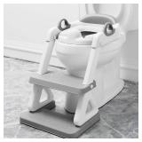 Potty Training Seat with Step Stool Ladder for Kids and Toddler,Wiifo Sturdy Potty Ladder with Soft Padded Cushion for Toddler Boys and Girls(Light Grey) 2025 New Version - Retail: $27