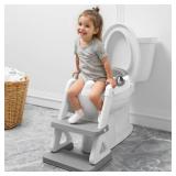 Potty Training Seat with Step Stool Ladder for Kids and Toddler,Wiifo Sturdy Potty Ladder with Soft Padded Cushion for Toddler Boys and Girls(Light Grey) 2025 New Version - Retail: $27