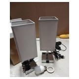 Touch Bedside Table Lamp Set of 2-3-Way Dimmable Night Lamp with USB A + Type C Charging Ports and Two AC Outlets, Small Desk Light with E26 LED Bulb for Bedroom Living Room Dorm Office - Retail: $50