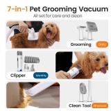 oneisall Dog Grooming Vacuum, Pet Grooming Vacuum with Clipper Nail Grinder, 1.5L Dust Cup Dog deshedding Brush with 7 Tools for Shedding Pet Hair, Home Cleaning(Blue) - Retail: $100