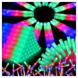 OLUPP 48 Pcs Foam Glow Sticks, Glow Sticks Bulk with 3 Modes Colorful Flashing, Light Up Baton Wands for Kids, Glow Stick Party Pack for Wedding, Raves, Concert, Camping, New Year Carnival - Retail: $