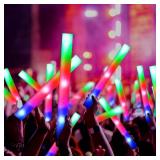 OLUPP 48 Pcs Foam Glow Sticks, Glow Sticks Bulk with 3 Modes Colorful Flashing, Light Up Baton Wands for Kids, Glow Stick Party Pack for Wedding, Raves, Concert, Camping, New Year Carnival - Retail: $