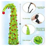 Thyle 2 Pcs 5ft Bendable Pop up Christmas Tree Collapsible Lime Green Whimsical Christmas Tree with 1 Red Ball Top 48 Small Red Ball Ornaments for Indoor Outdoor Home Xmas Holiday Party Decor - Retail