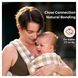 Momcozy Baby Carrier with Natural Cotton Linen, Built to Last, Ergonomic Design, Lightweight and Comfortable, Hands-Free for Moms&Dads, Brown Checkerboard - Retail: $90