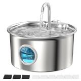 Stainless Steel Cat Water Fountain: Cat Fountain with 6 Filters + 3 Sponges - 88oz/2.6L Pet Water Fountain for Cats Inside - Silent Cats Water Bowl Dispenser - ATMZIQXR Kitty Drinking Fountains - Reta