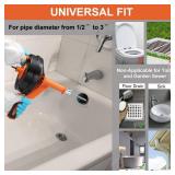 Drain Auger, Clog Remover with Drill Adapter, 25 Feet Flexible Plumbing Snake Use Manually or Powered for Kitchen, Bathroom and Shower Sink, Comes with Gloves (orange) - Retail: $32