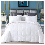 Globon Summer Down ComforterBlanket Queen Size, Extra Lightweight Duvet Insert for Hot Sleepers, Noiseless & Extra Soft,90x90 inches,10 Ounce Fill Weight, White - Retail: $120