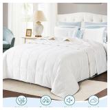 Globon Summer Down ComforterBlanket Queen Size, Extra Lightweight Duvet Insert for Hot Sleepers, Noiseless & Extra Soft,90x90 inches,10 Ounce Fill Weight, White - Retail: $120