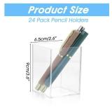24 Pack Clear Acrylic Pen Holders Multipurpose Desktop Organizer for Pencils, Makeup Brushes, Stationery & Office Supplies (2.6 x 2.6 x 3.6) - Retail: $25