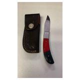 Handmade Folding Knife with Leather Case approx 6 inch when open