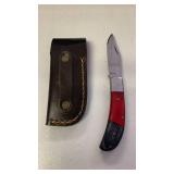 Handmade Folding Knife with Leather Case approx 6 inch when open