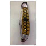 Handmade Honeycomb Pattern Pocket Knife approx 5.25 inches when folded