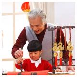 8 Pcs Chinese New Year Snake Decorations Lunar New Year 2025 Red Tassel Ornaments with Wealth Success Good Luck Hanging Decorations for Gifts Home Car Decor