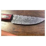 Handcrafted Damascus Steel Full Tang Blade Knife with Leather Sheath approx 8 inches Hunting Fishing Skinner