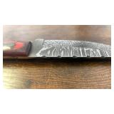 Handcrafted Damascus Steel Full Tang Blade Knife with Leather Sheath approx 8 inches Hunting Fishing Skinner