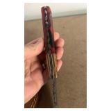 Handcrafted Damascus Steel Knife Full Tang Blade with leather sheath hunting fishing approx 8.5 inches