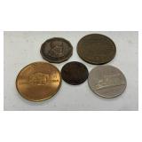 Vintage Token & Medallion Lot â 5 Pieces