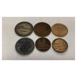 Vintage Souvenir Token & Medallion Lot â 6 Pieces