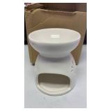 White Ceramic Oil Burner with Floral Design - Aroma Difuser - Cherry Blossom approx 3.5 inches tall
