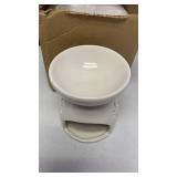 White Ceramic Oil Burner with Floral Design - Aroma Difuser - Cherry Blossom approx 3.5 inches tall