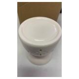 White Ceramic Oil Burner with Floral Design - Aroma Difuser - Cherry Blossom approx 3.5 inches tall