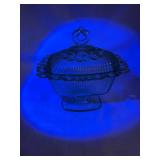 Green Depression Glass Covered Butter Dish