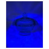Green Depression Glass Covered Butter Dish
