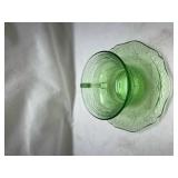 Depression Glass Green Teacup and Dessert Plate