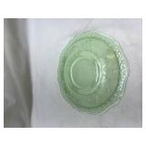Depression Glass Green Teacup and Dessert Plate