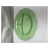 Depression Glass Green Divided Plate