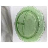 Depression Glass Green Divided Plate