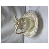 White Porcelain pitcher and bowl with Gold Trim