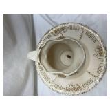 White Porcelain pitcher and bowl with Gold Trim