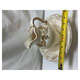White Porcelain pitcher and bowl with Gold Trim