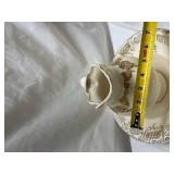 White Porcelain pitcher and bowl with Gold Trim