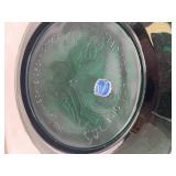 Imperial Glass Green Carnival Two Turtle Doves Plate